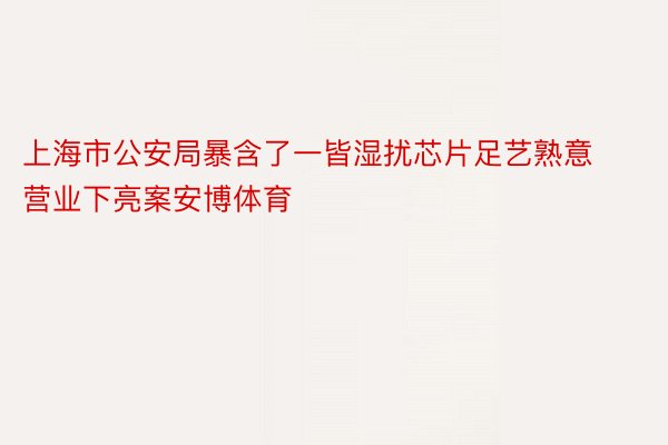 上海市公安局暴含了一皆湿扰芯片足艺熟意营业下亮案安博体育
